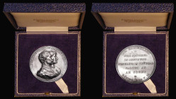 German States - Prussia undated (1890) Wilhem II and Auguste Victoria Golden Wedding 45mm diameter in silver by E.Weigand, 50.40 grammes, Obverse: WIL...