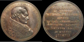 Pope Saint Gregory I The Great (590-604) award medal of the Society of St. Gregory undated (c.1880) by J.S. and A.B. Wyon. Obverse: Bust right SANCTGV...