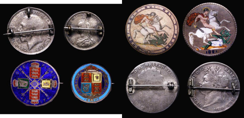 Enamelled (4) Crown 1819 Reverse enamelled in 7 colours, Crown 1821 Reverse enam...