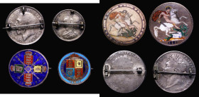 Enamelled (4) Crown 1819 Reverse enamelled in 7 colours, Crown 1821 Reverse enamelled in 7 colours, Florin 1917 Reverse enamelled in 5 colours, Shilli...