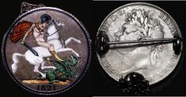 Enamelled Crown 1821 the reverse enamelled in 7 colours, fair workmanship, with a pin mount and short chain attached
Estimate: GBP 80 - 100