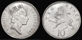 Mint Error - Mis-Strike Decimal Ten Pence 1992 struck off-centre with around 0.5 mm blank flan on the right half of the obverse and correspondingly on...