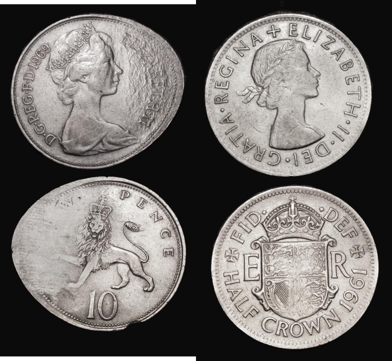 Mint Errors - Mis-Strikes (2) Halfcrown 1961 struck on a thinner lightweight fla...