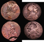 Mint Errors - Mis-Strikes (2) Halfpenny George III Contemporary Counterfeit undated, Fair, and Farthing George III Contemporary Counterfeit, the edge ...