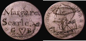 Transportation Token - Engraved Halfpenny 1747 the obverse engraved with a fish and a ship, the reverse engraved with 'Margaret Searle' and G &hearts;...