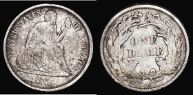 USA Ten Cents 1875CC as Breen 3384 but with wider spaced CC below wreath, Fine, the obverse with a slight uneven tone, Rare, this mintmark spacing usu...