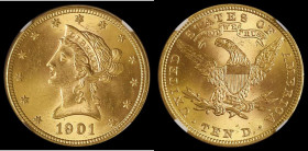 USA Ten Dollars Gold 1901 Breen 7069 in an NGC holder and graded MS62 Gloriana Collection
Estimate: GBP 800 - 1200