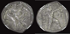 Ancient Greece, Aspendos, Pamphylia Silver Stater, (c.380-325BC) Obverse: Two wrestlers grappling, Reverse: Slinger and Triskeles, 10.92 grammes, in a...