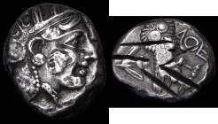 Ancient Greece, Athens, Attica Tetradrachm (c.336-297BC) Obverse: Head of Athena right, wearing crested Attic helmet adorned with three olive leaves a...