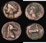 Ancient Greece, Carthage, Zeugitania, (2) Ae19, (c.241-146BC) Obverse: Head of Tanit left, Reverse: Horse's head to right, 4.40 grammes, Good Fine, Ae...
