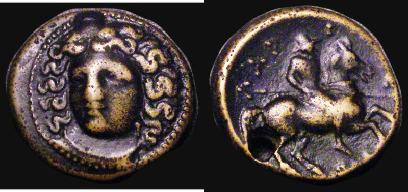 Ancient Greece, Larissa, Thessaly. Ae18 Circa 400-344 BC. AE 18mm.Obverse: Head ...