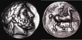 Ancient Greece, Macedonia Tetradrachm Philip II (c.359-336BC) Lifetime issue, Obverse: Laureate head of Zeus right, Reverse: Youth on horseback right,...