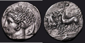 Ancient Greece, Sicily, Syracuse Silver Tetradrachm (c.405-395BC) Obverse: Charioteer driving galloping quadriga left (charioteer off flan), Nike abov...