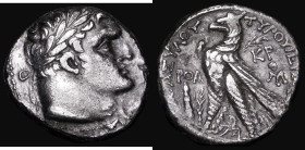 Ancient Greece, Tyre, Phoenicia, Shekel (struck 48-49AD) Obverse: Bust of Melqarth right, Reverse: Eagle standing left on prow, Phoenician "B" between...