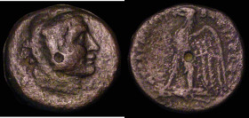 Ptolemaic Kingdom of Egypt, Hemiobol, Ae20, Ptolemy III (246-222BC) uncertain mint, Obverse: head right, Reverse: Eagle standing left on thunderbolt, ...