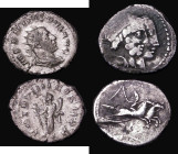 Roman (2) Denarius, Rome 88BC Obverse: Conjoined heads of Numa Pompilius and Ancus Marcius, Reverse: horseman with conical cap and whip rides horses g...