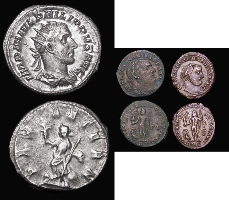 Roman (3) Antoninianus Philip II, 247AD, Obverse: Bust right draped and radiate,...