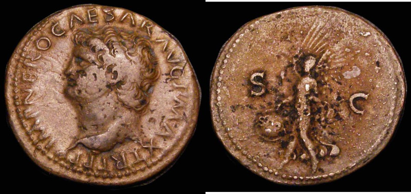 Roman Ae As. Nero (struck c.66AD) Lugdunum. Obverse: Bare head left, globe at po...
