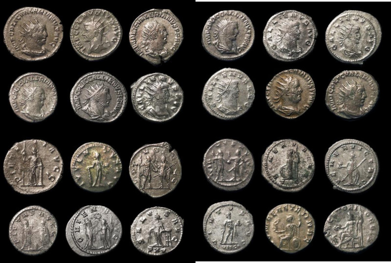 Roman Antoninianus (12) Gallienus (6), Valerian (5), Claudius (1), all different...