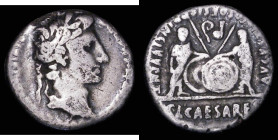 Roman Denarius Augustus (27BC-14AD) Obverse: Bust right, laureate, [CAESAR AVGVSTVS DIVI F PATER PATRIAE] mostly off flan, Reverse: Gaius and Lucius s...