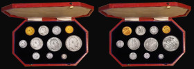 Proof Set 1902 the short Matt Proof Set (11 coins) Sovereign to Maundy Penny, the Sovereign and Half Sovereign nFDC with minor hairlines only, the sil...