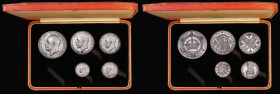 Proof Set 1927 a part set Crown, Halfcrown, Florin, Shilling and Sixpence (no Threepence) nFDC with matching tone, in the red Royal Mint box of issue...