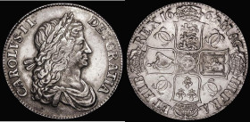 Crown 1663 XV edge, Cloak frosted, No Stops on Reverse, ESC 27A, Bull 359, VF/GVF with pleasing and well struck portrait, our archive database stretch...