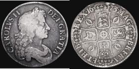 Crown 1673 Third Bust, VICESIMO QVINTO edge, ESC 47, Bull 390 VG/Fine with some edge nicks at the top of the reverse
Estimate: GBP 60 - 120
