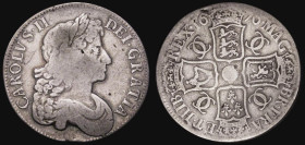 Crown 1676 VICESIMO OCTAVO edge, 7 harp strings, ESC 51, Bull 397, VG with JN graffiti faintly scratched in the obverse fields
Estimate: GBP 65 - 95