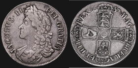 Crown 1687 Second Bust. TERTIO edge, ESC 78, Bull 743 Good Fine, the reverse with some haymarking, overall an even and pleasing example 
Estimate: GB...