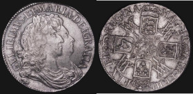 Crown 1691 TERTIO edge ESC 82, Bull 820 Near EF with some minor haymarking, William and Mary Crowns very sought after in high grade and seldom offered...