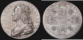 Crown 1735 Roses and Plumes, OCTAVO edge, (14 harp strings, 7 hearts) ESC 120, Bull 1663, the E's in the edge legend appear as B's, NVF/About VF with ...