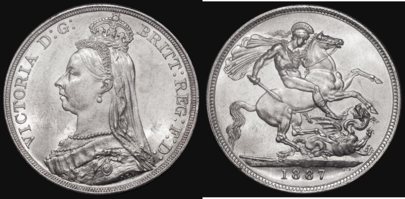 Crown 1887 ESC 296, Bull 2585, A/UNC and lustrous with some minor contact marks,...