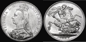 Crown 1889 ESC 299, Bull 2589, Davies 484 dies 1C, UNC with some contact marks with good original lustre and a small edge nick, Jubilee Head Crowns se...