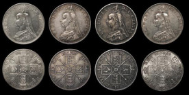 Double Florins (4) 1887 Arabic 1 (2), 1887 Roman 1, 1889 VF to GVF
Estimate: GBP 100 - 200