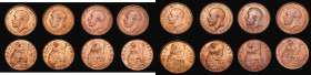 Halfpennies (8) 1911 (3), 1912, 1913, 1919 (2), 1933 A/UNC to UNC with varying degrees of lustre
Estimate: GBP 40 - 80