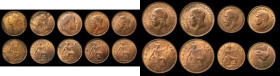 Halfpennies to Farthings (9) Halfpennies (7) 1888, 1901, 1908, 1929, 1931, 1932 (2), Farthings (2) 1925, 1952, the first VF cleaned, the others EF to ...