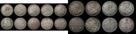 Canada 25 Cents (9) 1872H VG, 1888 Near Fine, 1906 Large Crown VG/Fine, 1912 Fine with some scratches, 1913 VG or better/Fine, 1916 Fine, 1919 Near Fi...