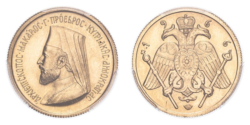 CYPRUS. Archbishop Makarios. Gold Half-Pound 1966, 3.99 g. KM-X# M3. Medallic ha...