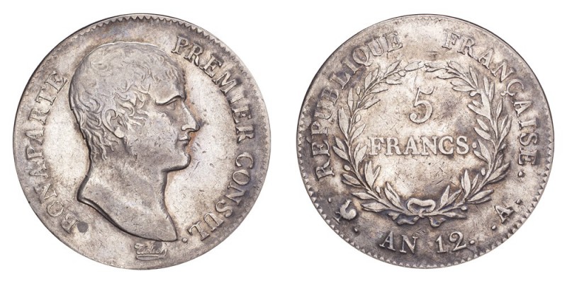 FRANCE: EMPIRE. Napoleon I, 1804-14, 1815. 5 Francs An 12-M (1803/04), Paris. 25...