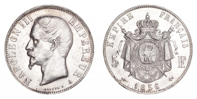 FRANCE. Napoleon III, 1852-70. 5 Francs 1856-A, Paris. 25 g. Calendar year minta...