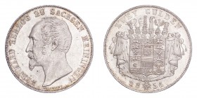 GERMANY: SACHSEN-MEININGEN. Bernhard Erich Freund, 1803-66. 2 Gulden 1854, Munich. 21.21 g. Calendar year mintage 166,898. Jg. 445, AKS 183, Th. 378, ...