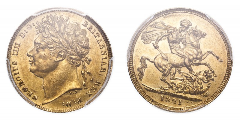 GREAT BRITAIN. George iV, 1820-30. Gold Sovereign 1821, London. 7.99 g. S-3800. ...