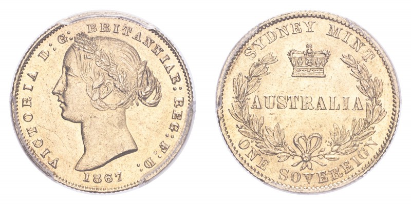 AUSTRALIA. Victoria, 1837-1901. Gold Sovereign 1867, Sydney. 7.99 g. Calendar ye...