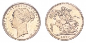 AUSTRALIA. Victoria, 1837-1901. Gold Sovereign 1879-M, Sydney. Medium Tail. 7.99 g. S-3857D. In US plastic holder, graded PCGS MS62, certification num...