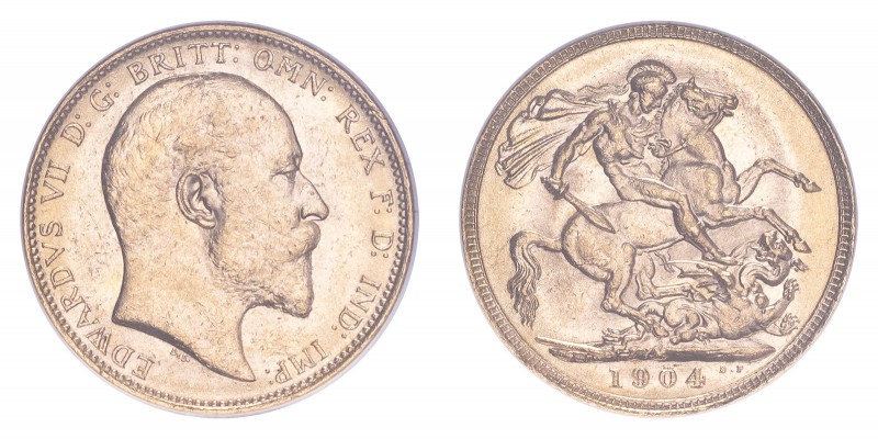AUSTRALIA. Edward VII, 1901-10. Gold Sovereign 1904-M, Melbourne. 7.99 g. S-3971...