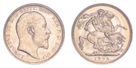 AUSTRALIA. Edward VII, 1901-10. Gold Sovereign 1904-M, Melbourne. 7.99 g. S-3971. In US plastic holder, graded NGC MS61, certification number 2753041-...