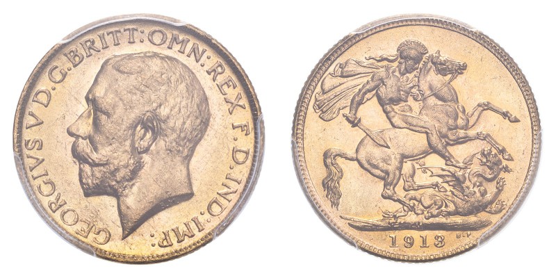 AUSTRALIA. George V, 1910-36. Gold Sovereign 1913-M, Melbourne. 7.99 g. S-3999. ...