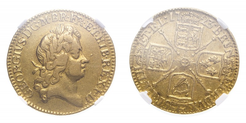 GREAT BRITAIN. George I, 1714-27. Gold Guinea 1723, London. 8.4 g. S-3633. In US...