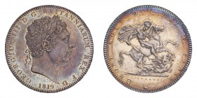 GREAT BRITAIN. George III, 1760-1820. Crown 1819, London. S-3787. LIX on edge. A brilliant example of this popular type, displaying Benedetto Pistrucc...